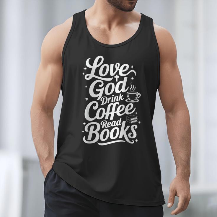 Love God Drink Coffee Read Books Christian Books Lovers Men Tank Top