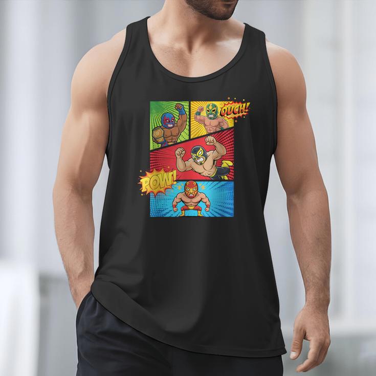Lucha Libre Comic Book Mexican Wrestling Cartoon Wrestler Men Tank Top
