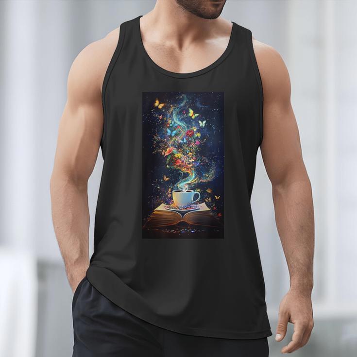 Magical Book Floral Coffee Books Nature Fantasy Men Tank Top