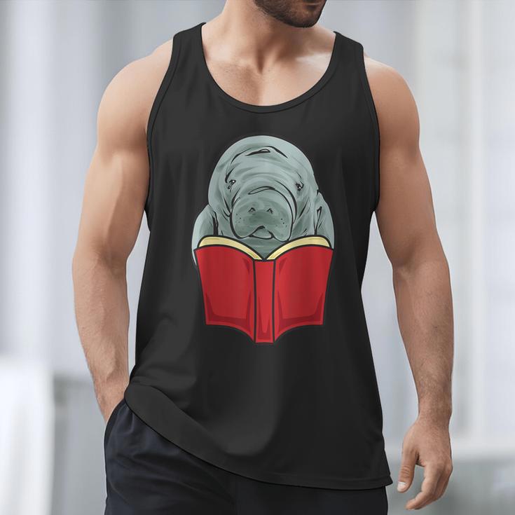 Manatee Reading Books Sea Animal Manatee Men Tank Top
