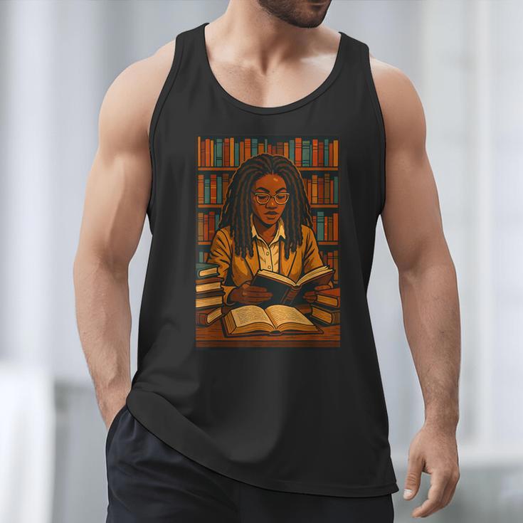 Melanin Girl Locs Book Lover Librarian Teacher Student Men Tank Top