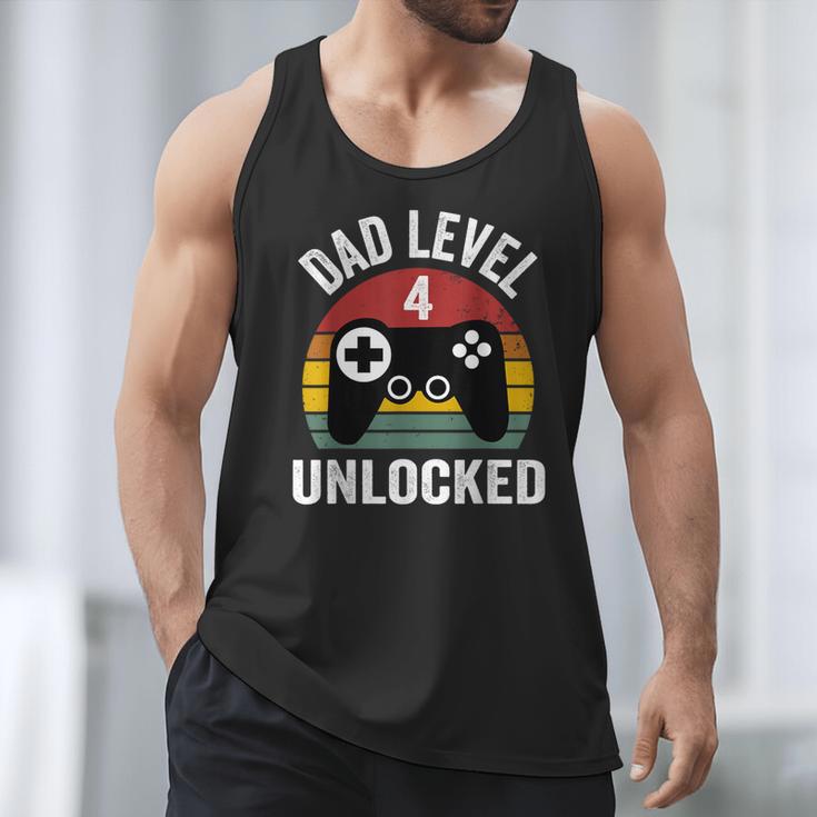 New Dad Shirt Dad Level 4 Unlocked For 4 Kids Gaming Men Tank Top