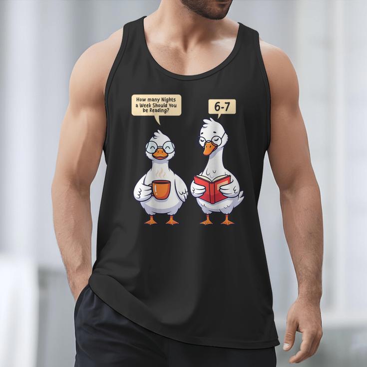 How Many Nights Reading Goose Book Lover Reader Men Tank Top