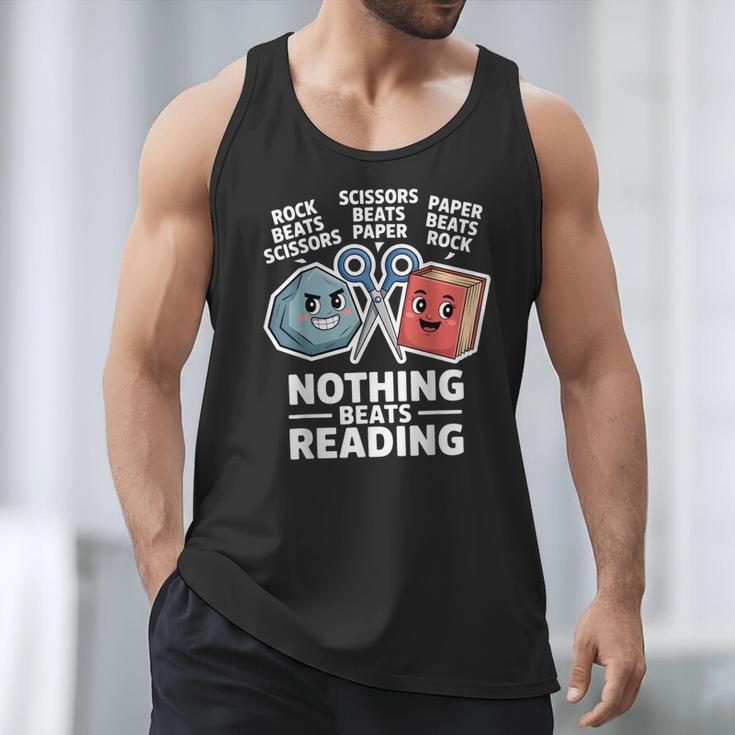 Nothing Beats Reading Rock Paper Scissors Book Lover Men Tank Top