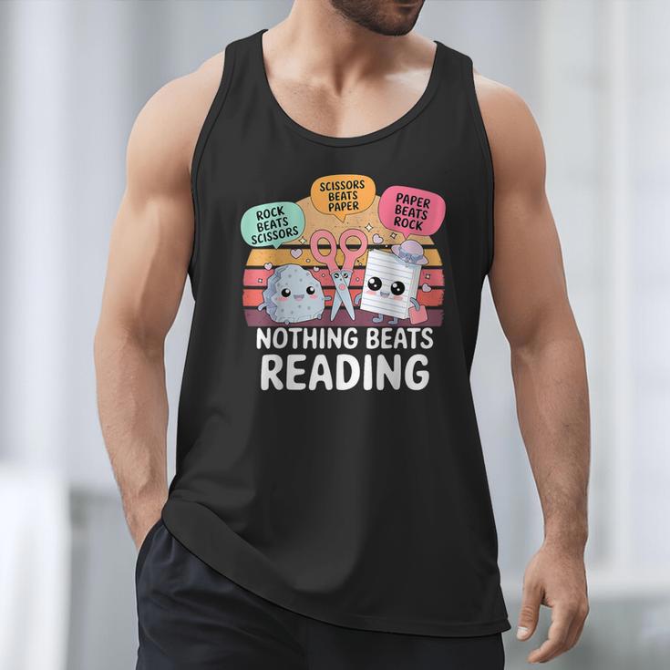Nothing Beats Reading Rock Paper Scissors Books Lover Men Tank Top