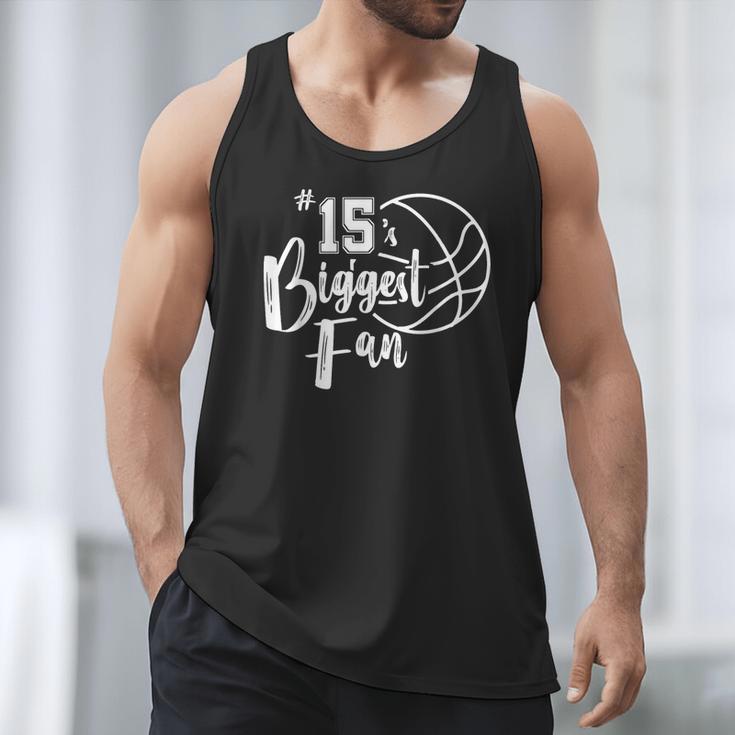 Number 15's Biggest Fan Shirt Basketball Player Mom Dad Men Tank Top