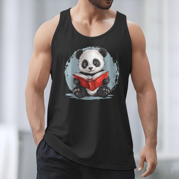 Panda With Book For Reading Enthusiasts Men Tank Top