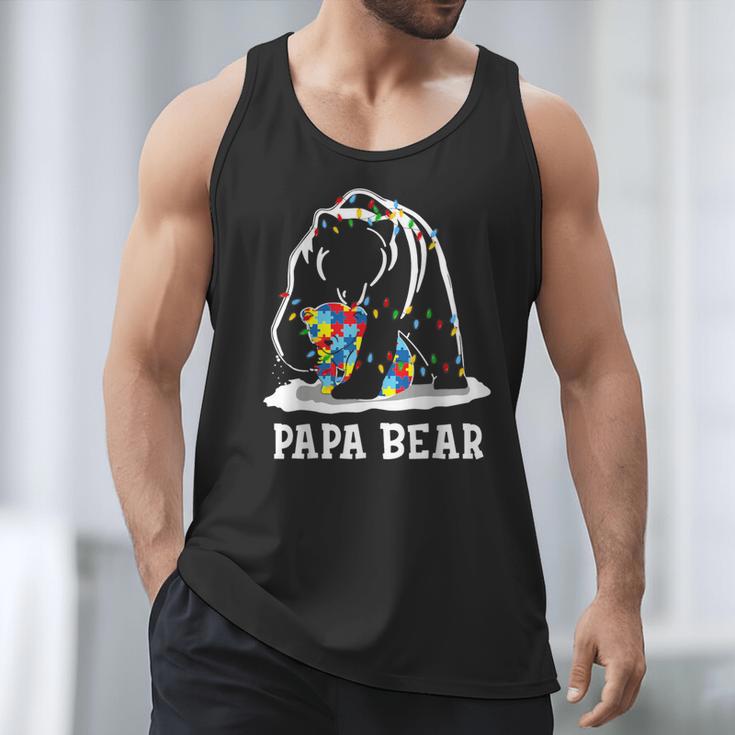 Papa Bear Autism Awareness Autism Matching Family Dad Men Tank Top