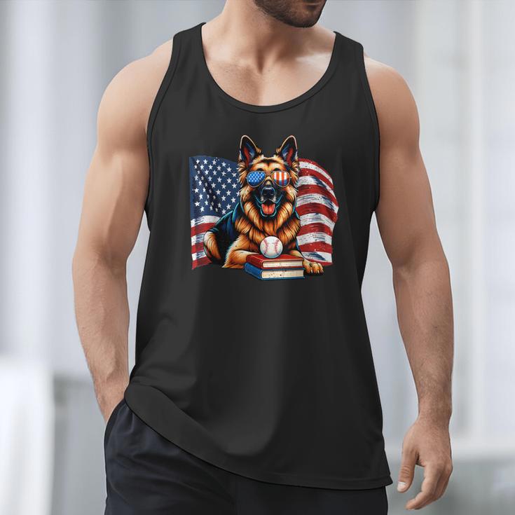 Patriotic German Shepherd Books Baseball USA Flag Vintage Men Tank Top Patriotic German Shepherd Books Baseball USA Flag Vintage Men Tank Top