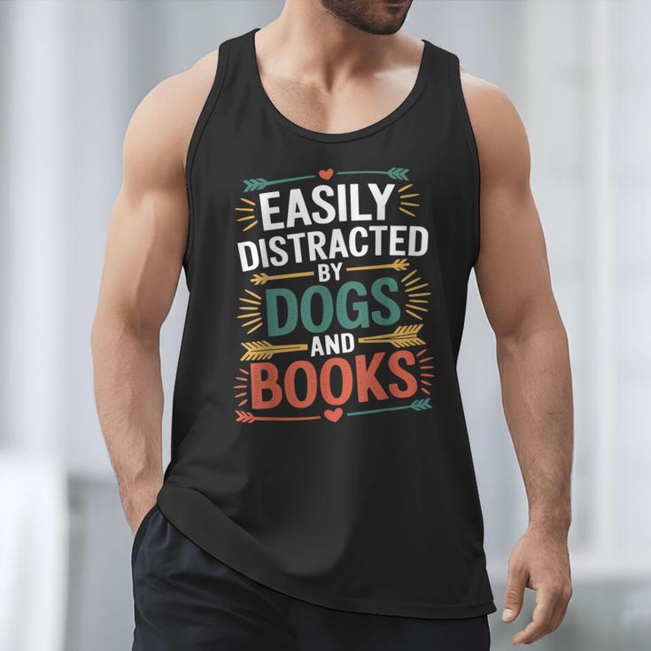 Pet Lover Joke Easily Distracted By Dogs And Books Men Men Tank Top