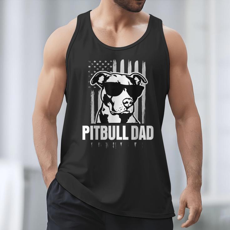 Pitbull Dad Men Pitbull Lover For Dog Dad American Flag Men Tank Top