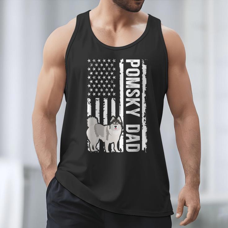 Pomsky Dad American Flag Pomsky Owner Pomsky Lover Men Tank Top