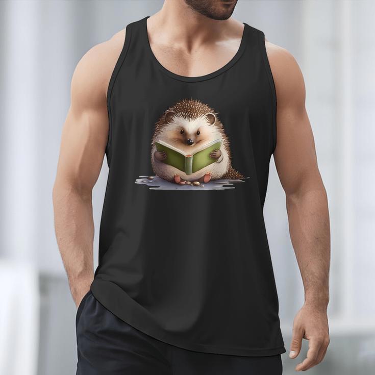 Porcupine Reading Book Hedgehog Book Lover Men Tank Top