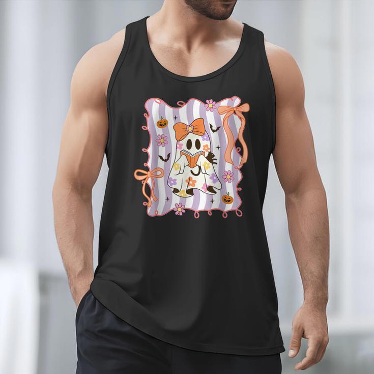 Preppy Coquette Bow Ghost Reading Books Halloween Book Men Tank Top Preppy Coquette Bow Ghost Reading Books Halloween Book Men Tank Top