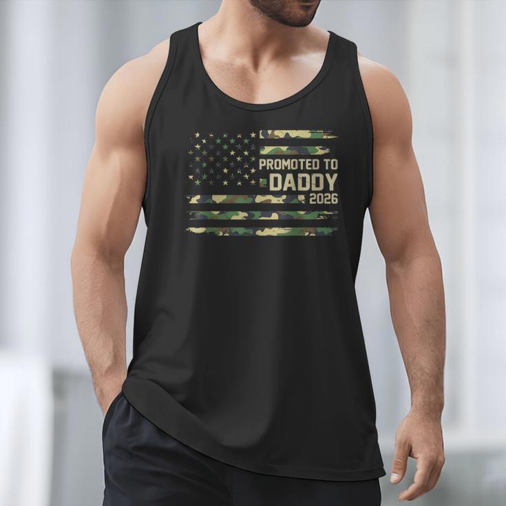 Promoted To Daddy Est 2026 Camo USA Flag New Dad 2026 Men Tank Top