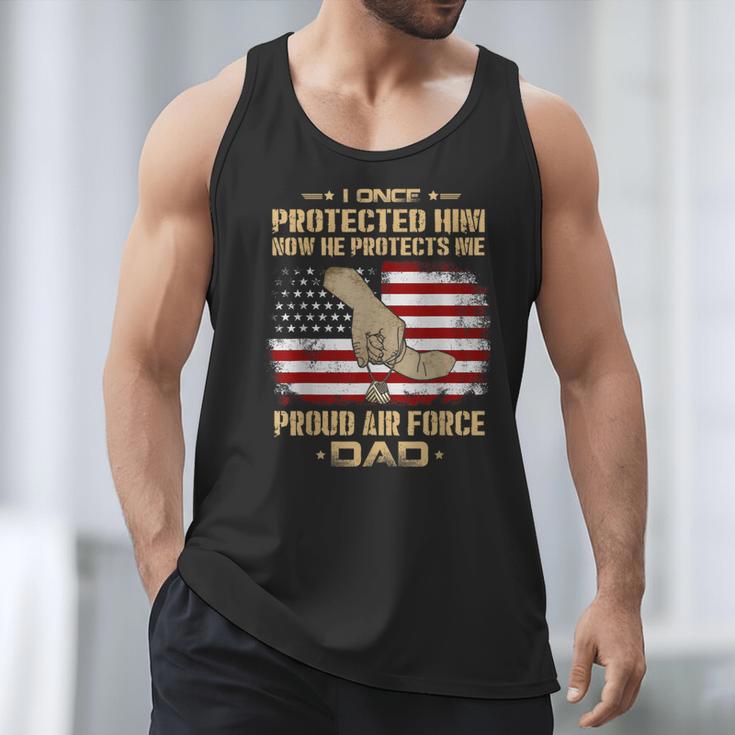 Now He Protects Me USAF Dad Proud Air Force Dad T-Shirt Men Tank Top