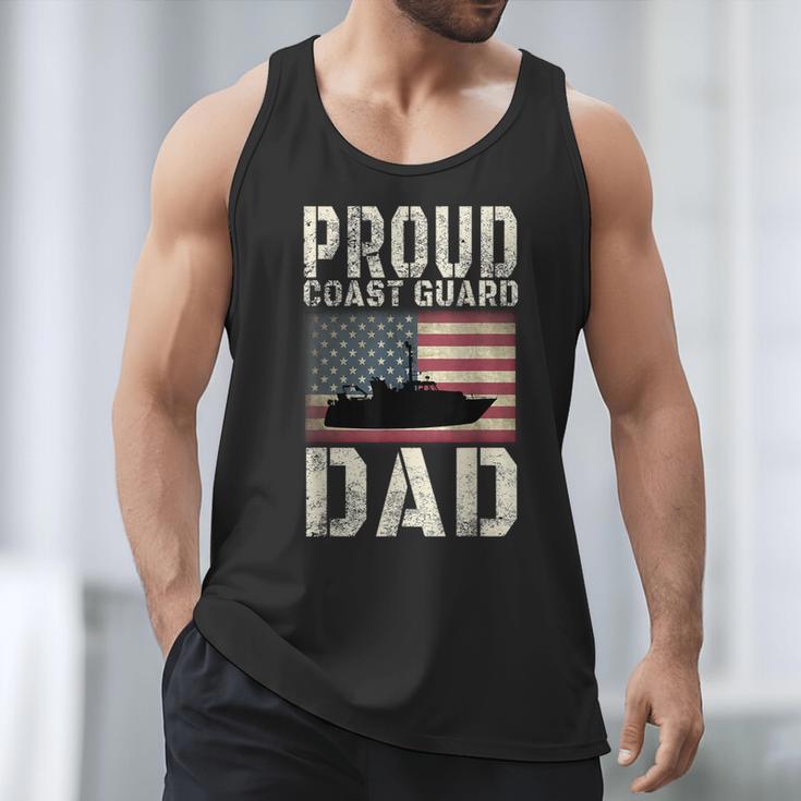 Proud Coast Guard Dad USCG American Flag T-Shirt Men Tank Top