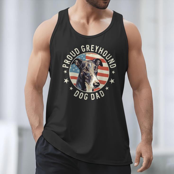Proud Greyhound Dad American Flag Patriotic Greyhound Dad Men Tank Top