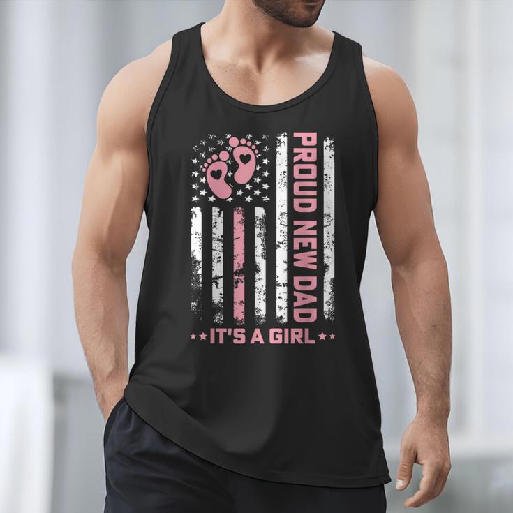 Proud New Dad New Girl Baby First Fathers Day American Flag Men Tank Top