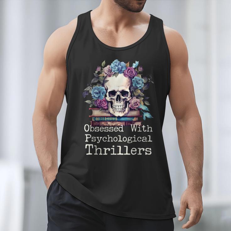 Psychological Thriller Reader Fan Skull Flowers Books Men Tank Top Psychological Thriller Reader Fan Skull Flowers Books Men Tank Top