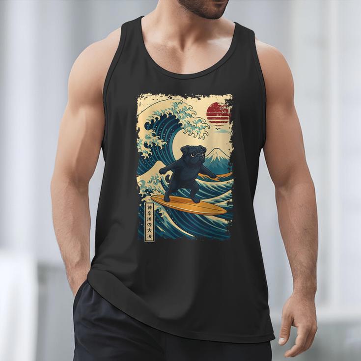 Pug Japanese Kanagawa Wave Surfing Japan Mom Dad Kids Men Tank Top