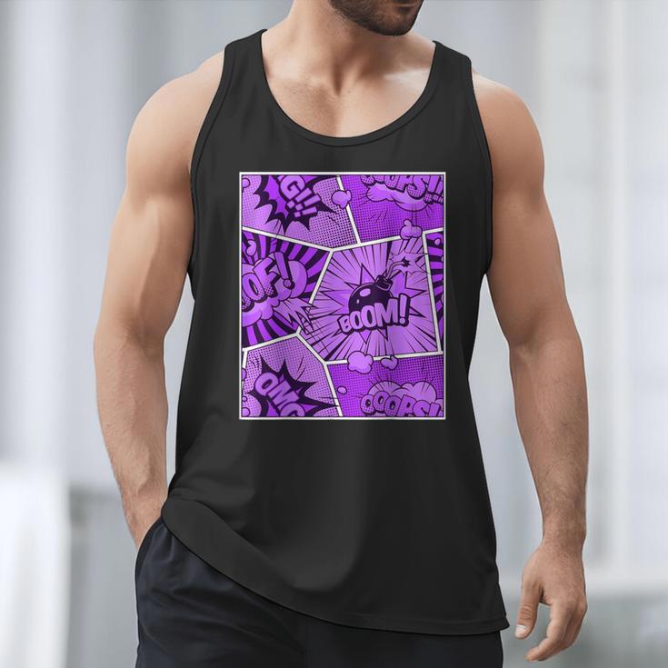 Purple Comic Book Purple Color Graphic Men Tank Top Purple Comic Book Purple Color Graphic Men Tank Top
