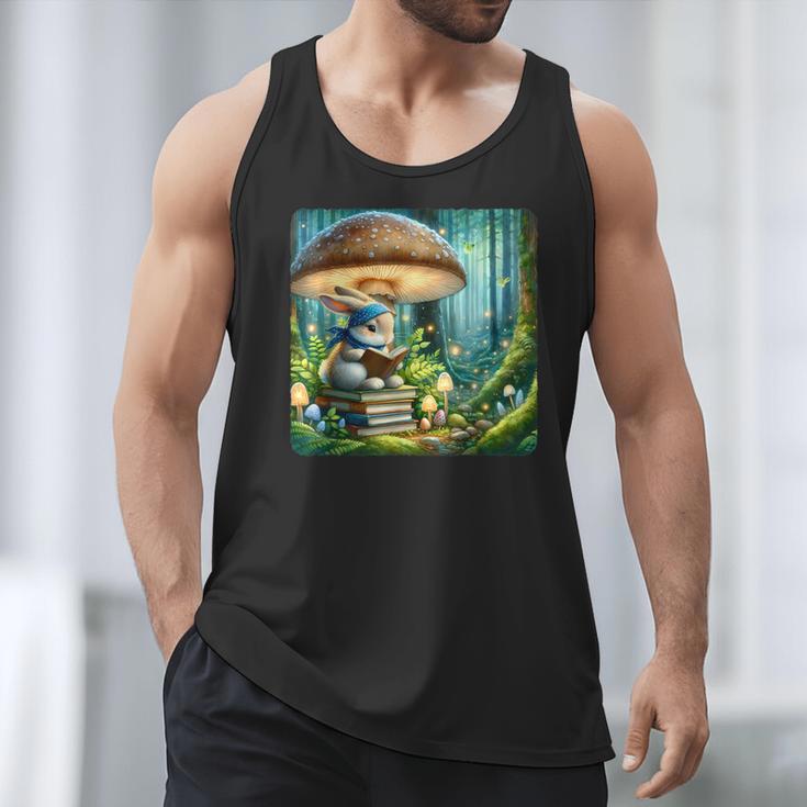 Rabbit Reading Book Under Large Mushroom Easter Bandana Men Tank Top
