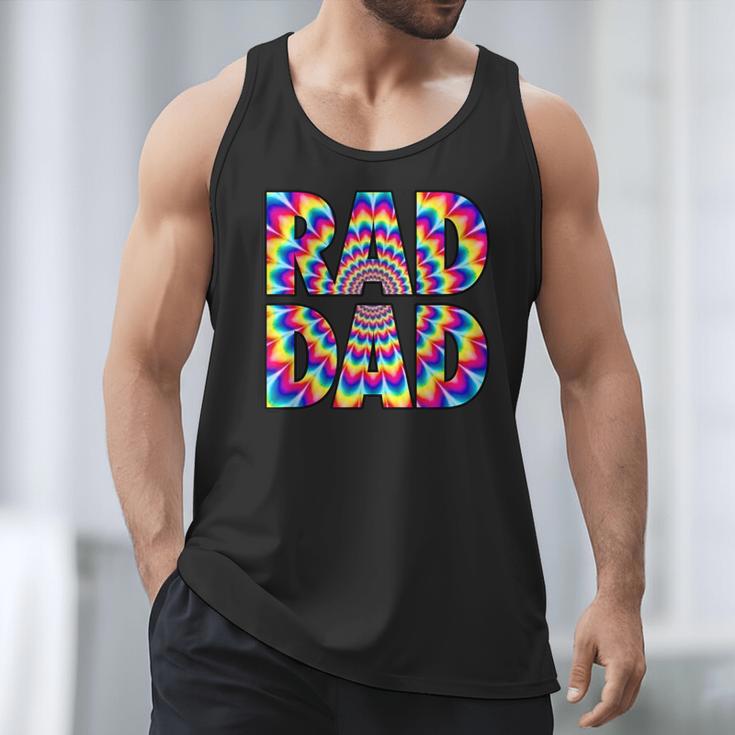Rad Dad Trippy Hippie Tie-Dye Rainbow 70s Vibes Novelty Men Tank Top