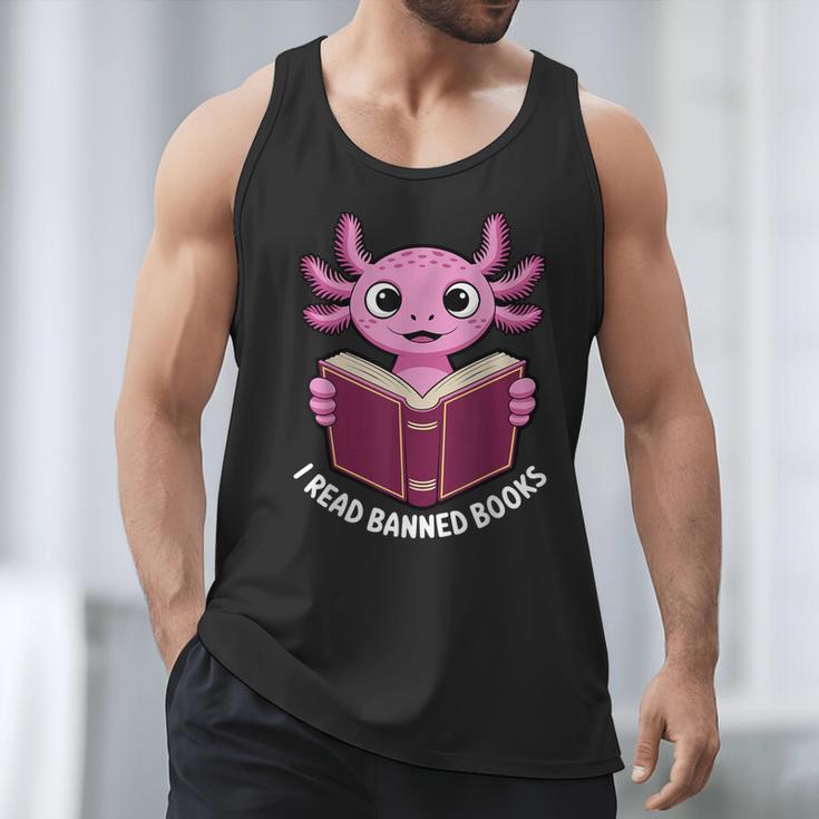 I Read Banned Books Axolotl Reading Men Tank Top