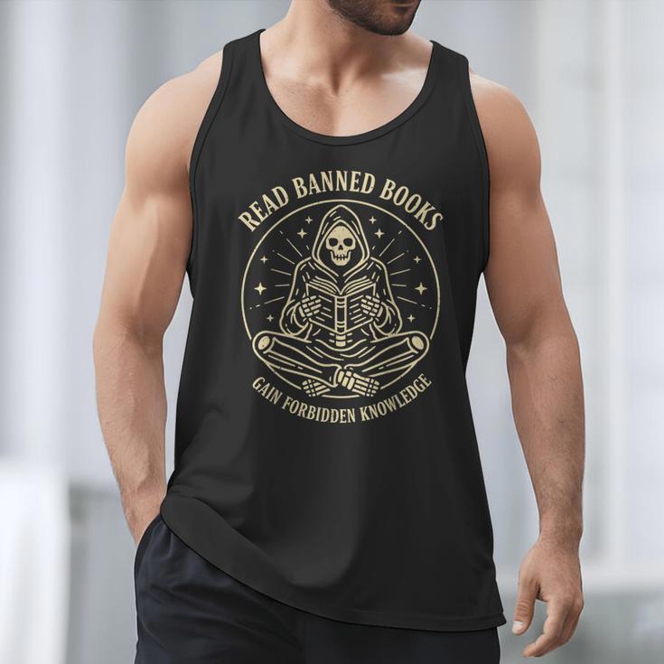 Read Banned Books Gain Forbidden Knowledge Skeleton Men Tank Top
