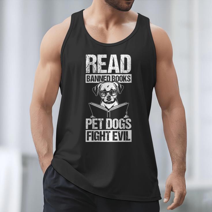 Read Banned Books PET DOGS FIGHT EVIL Read Banned Books Dog Men Tank Top