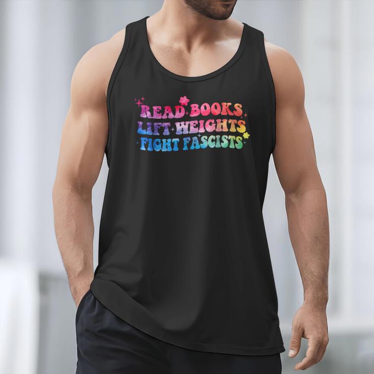 Read Books Lift Weights Fight Fascists Tie Dye Men Women Men Tank Top