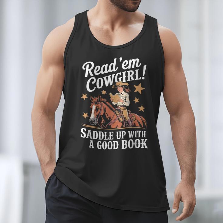 Read 'Em Cowgirl Saddle Up With A Good Book Rodeo Bookworm Men Tank Top