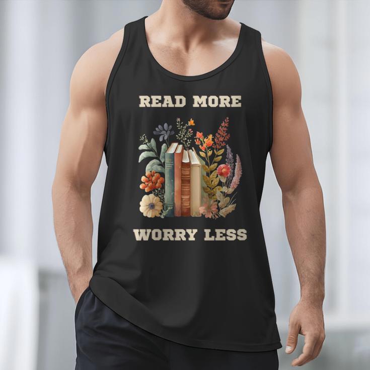 Read More Worry Less Book Lovers Motivational Quote Bookish Men Tank Top
