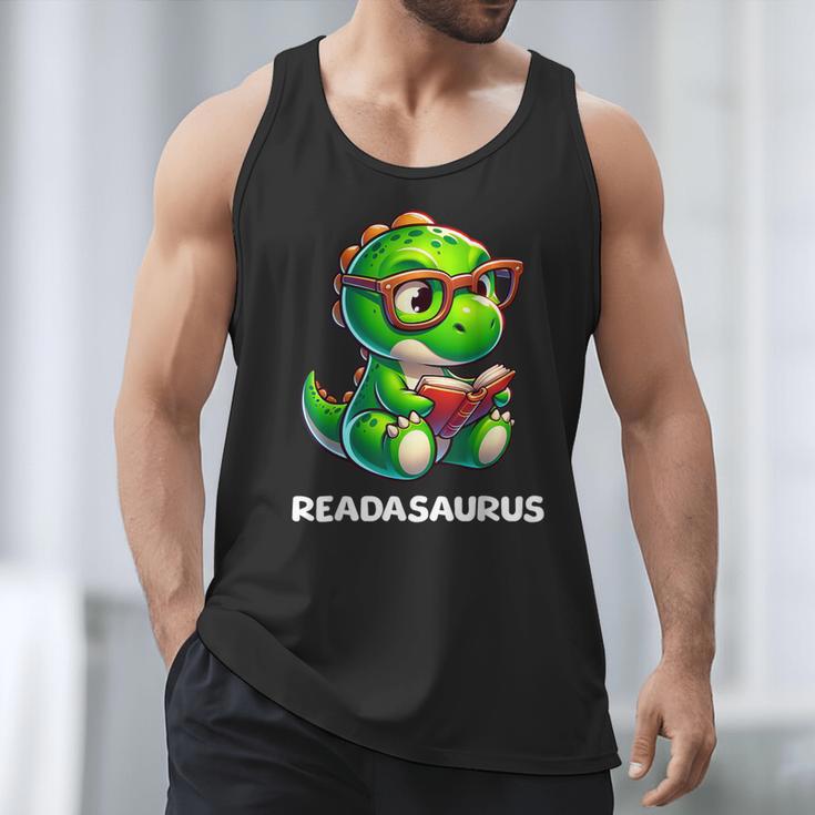 Readasaurus Reading Dinosaur Book Reader Bookworm Men Tank Top