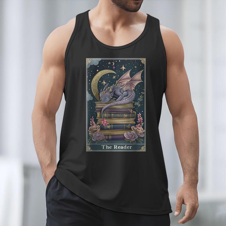 The Reader Tarot Card Book Dragon Romantasy Fantasy Bookish Men Tank Top The Reader Tarot Card Book Dragon Romantasy Fantasy Bookish Men Tank Top