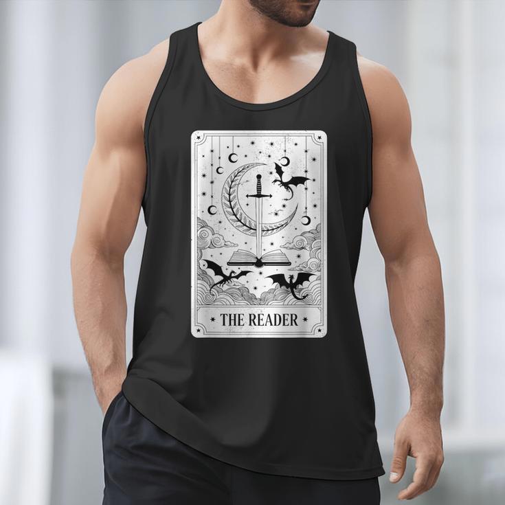 The Reader Tarot Card Bookworm Books Lover Dragon Librarians Men Tank Top The Reader Tarot Card Bookworm Books Lover Dragon Librarians Men Tank Top