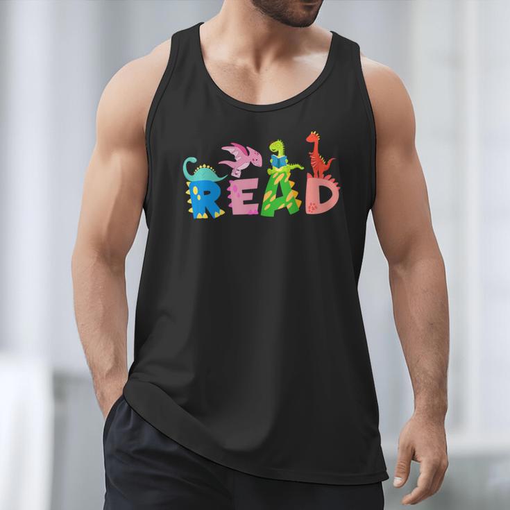 Reading DinosaurRex Dino Book Lover Men Tank Top