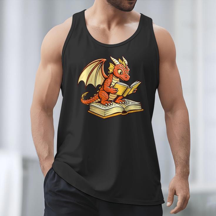 Reading Dragon Book Lover Bookworm Reader Men Tank Top