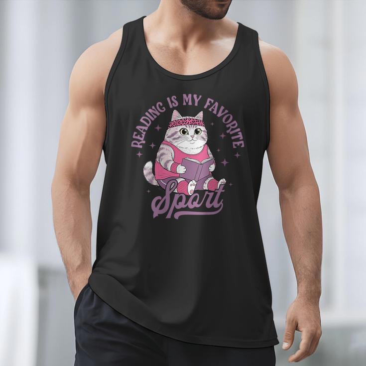 Reading Is My Favorite Sport Bookworm Cat Lover Book-Club Men Tank Top