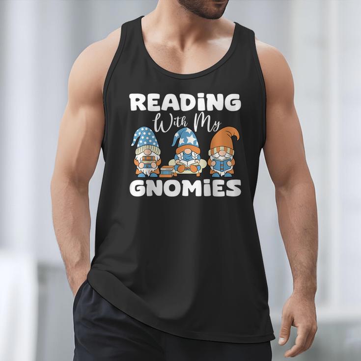 Reading With My Gnomies Gnomes Books Lover Bookworm Men Tank Top