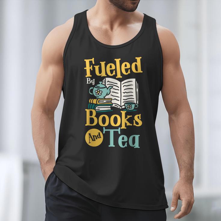 Reading Hobby Bookshelves Library Fueled By Books And Tea Men Tank Top