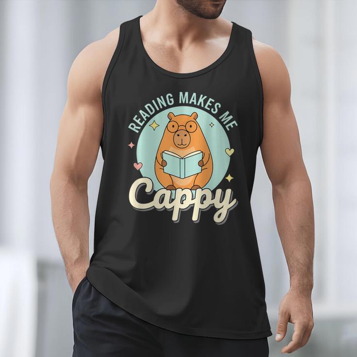 Reading Makes Me Cappy Bookworm Capybara Book Reading Men Tank Top