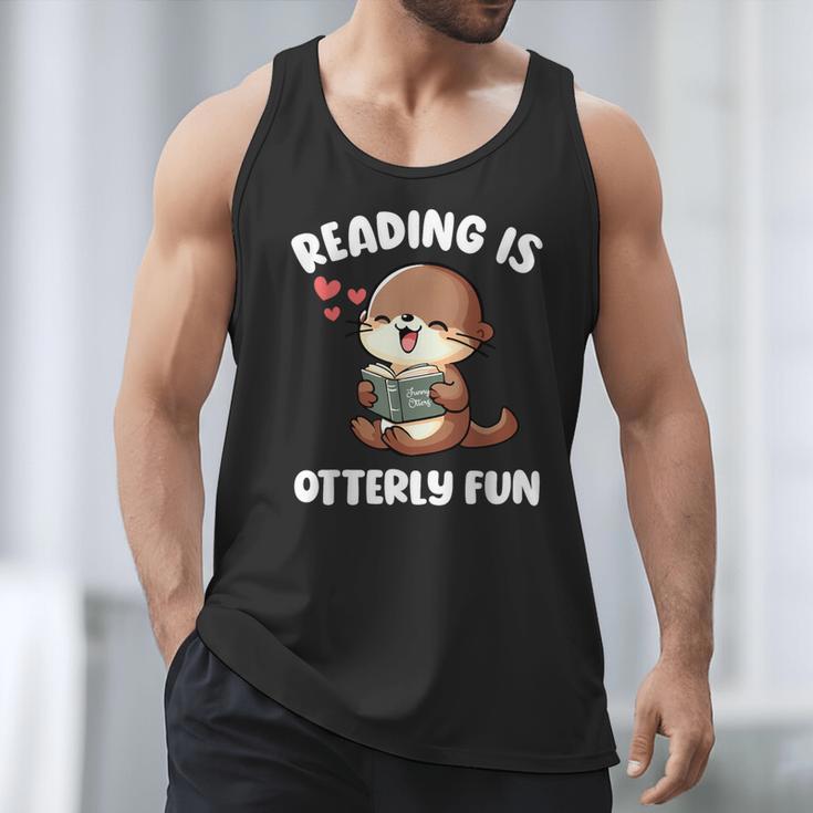 Reading Is Otterly Fun Otter Bookworm Book Lover Librarian Men Tank Top
