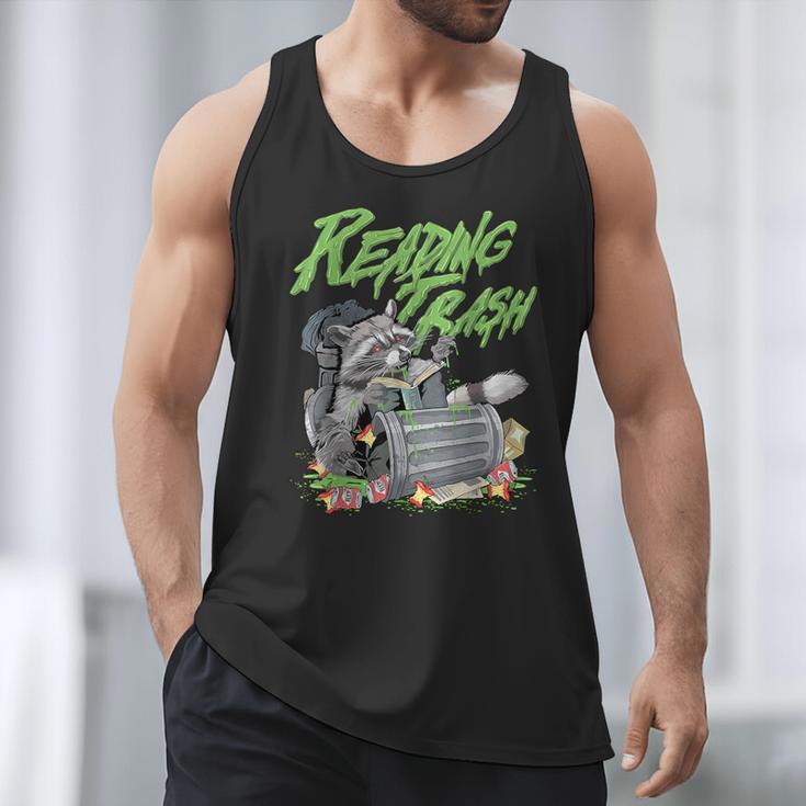 Reading Trash Racoon Bookworm Bookish Librarian Book Lover Men Tank Top