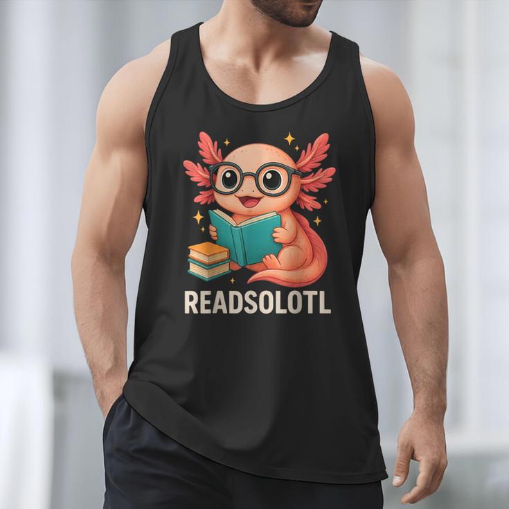 Readsolotl Kawaii Axolotl Reading Book Lover Men Tank Top