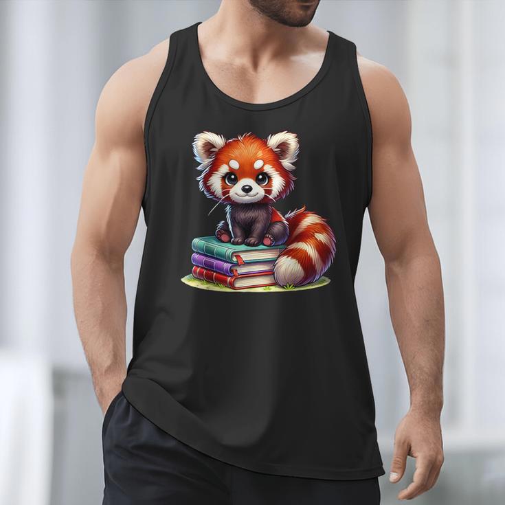 Red Panda Books Lover Reading Bookworm Men Tank Top