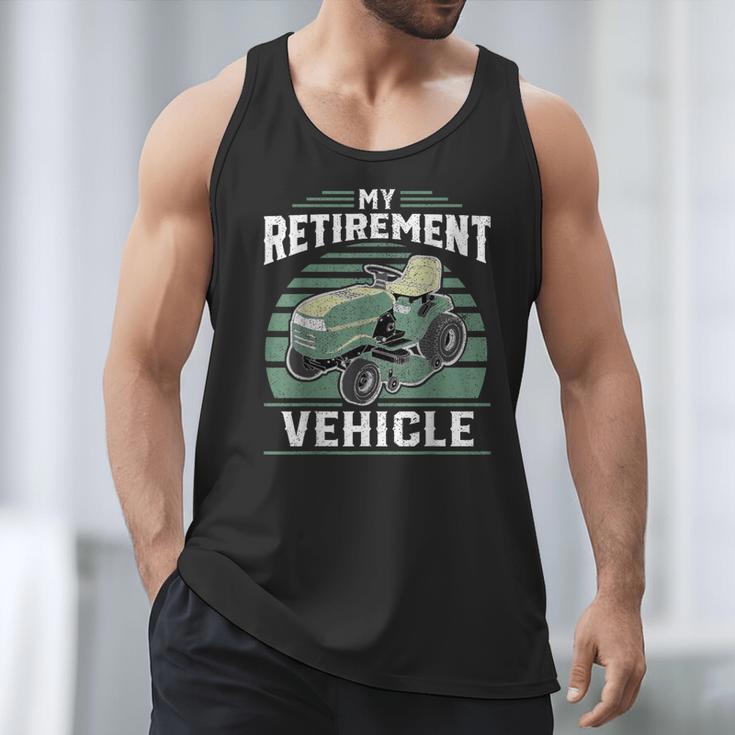 My Retirement Vehicle Riding Lawn Mower Retro Dad Men Tank Top My Retirement Vehicle Riding Lawn Mower Retro Dad Men Tank Top