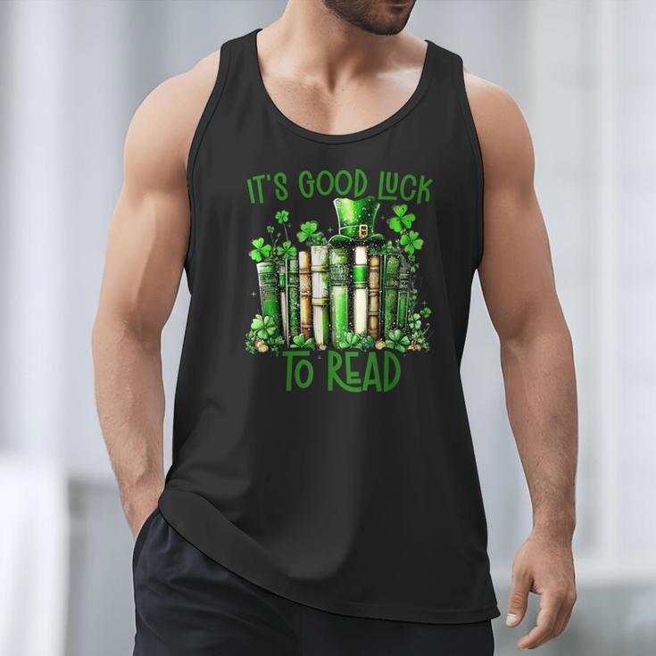 Retro Book Lucky Reading Teacher St Patrick's Day -Adults Small Cotton Blend Polyester Blend Short Sleeve Men Tank Top