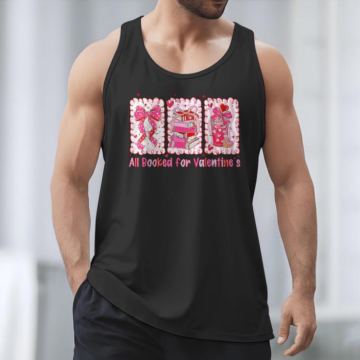 Retro Coquette Bow All Booked For Valentines Book Lover Cute Men Tank Top